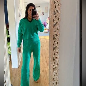 Plaid knit two piece set